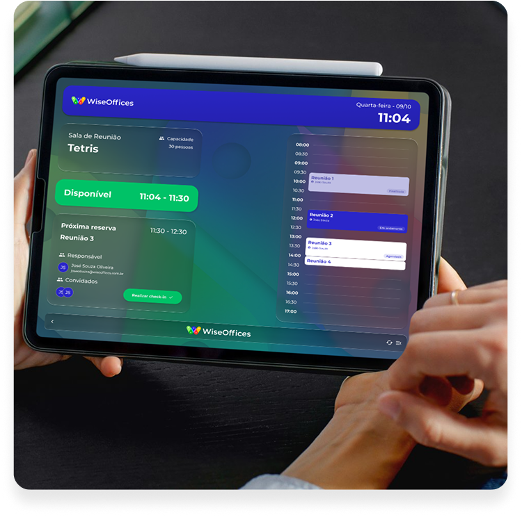 Room Display da WiseOffices em um tablet