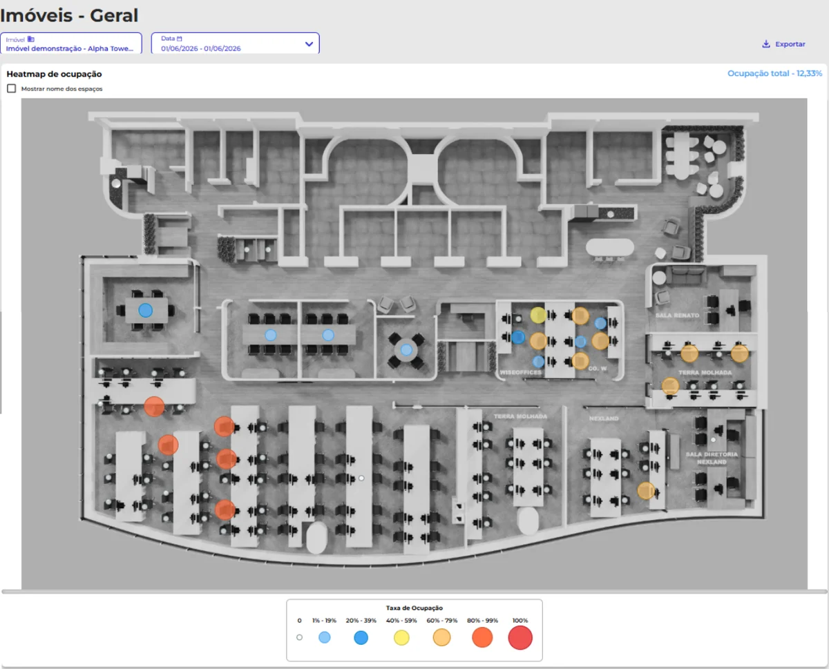 Relatório Heatmap de ocupação no WiseDesk