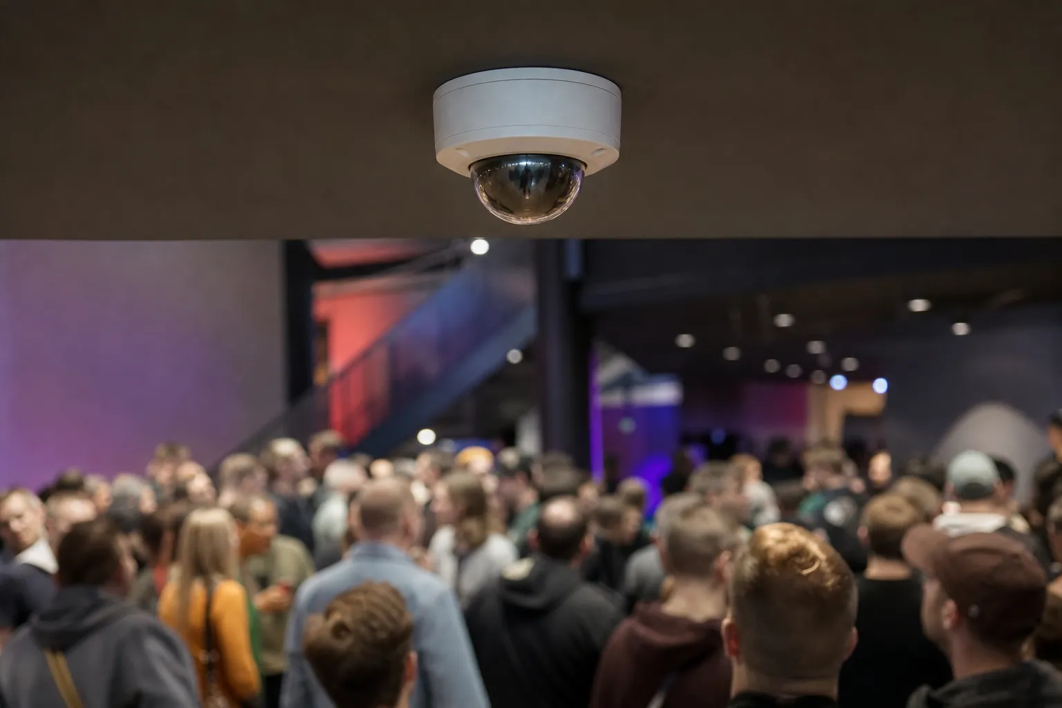 Sensor de ocupação monitorando fluxo de pessoas em evento